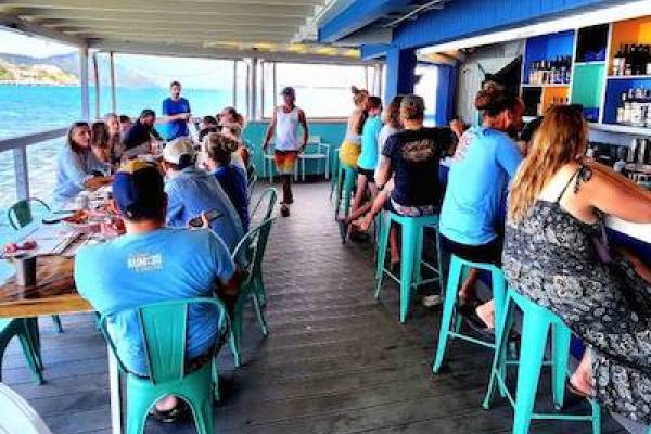 seafood restaurant open air overlooking caribbean water