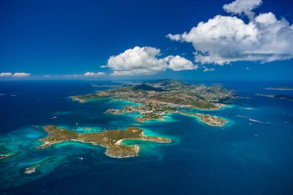 Aerial view of St. Thomas, United States Virgin Islands