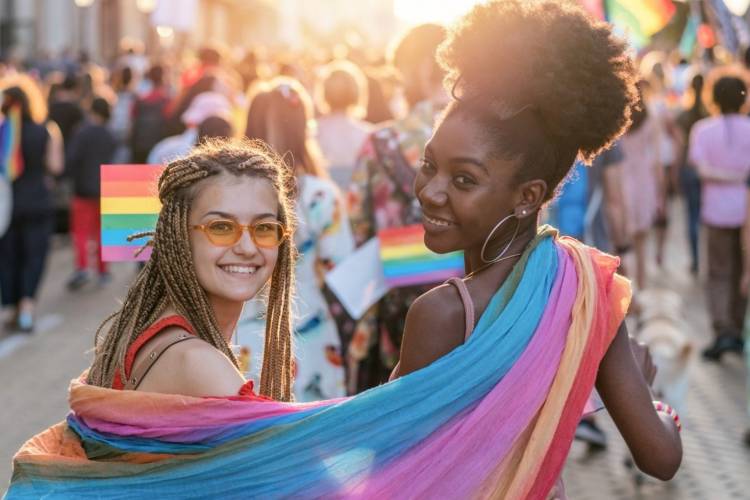 two girls at st thomas pride walk