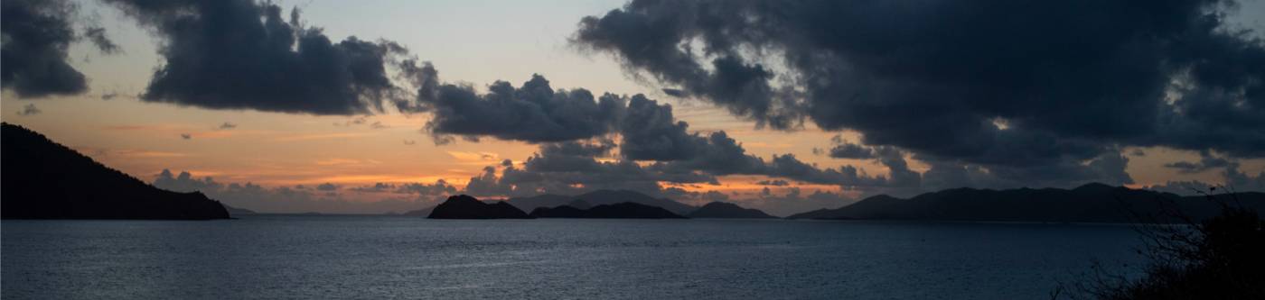 US and British Virgin Islands in the distance at sunset
